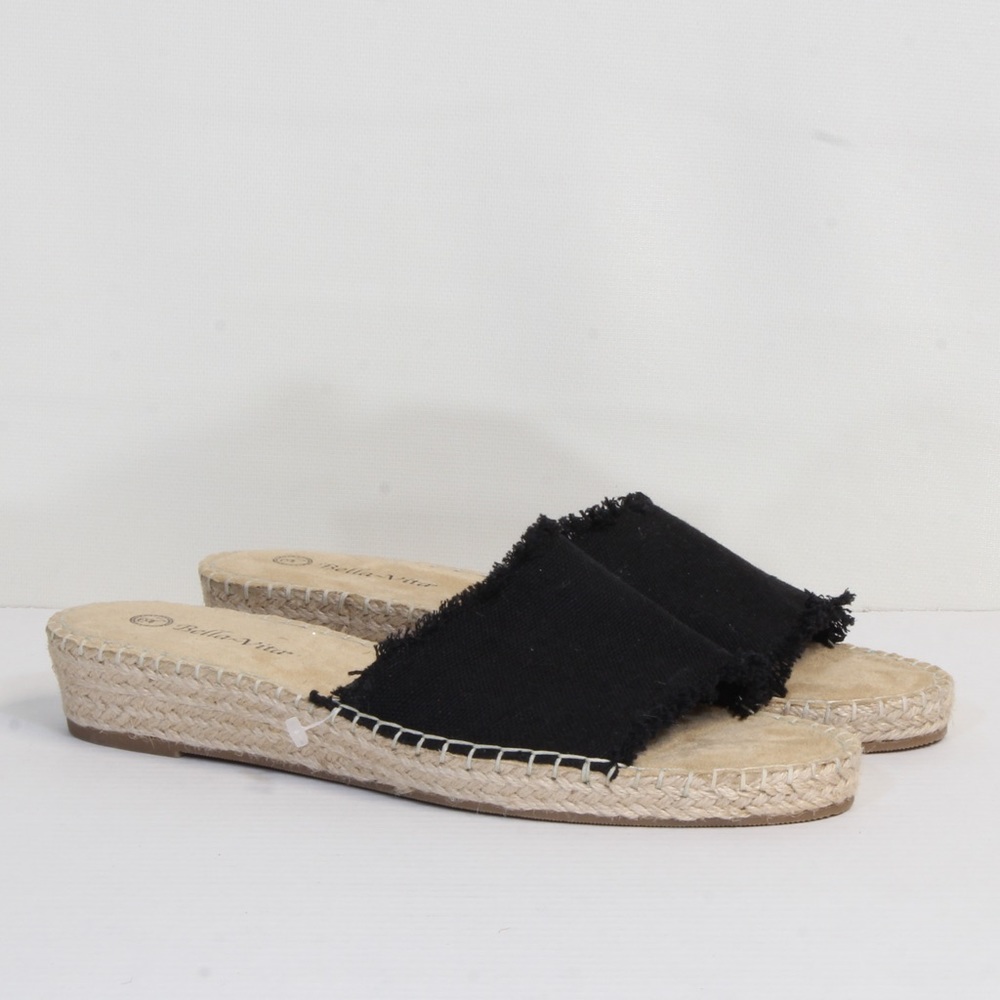 Bella Vita Women's Black Cher II Espadrille Slide NWOT